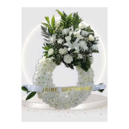 Corona Fúnebre Blanca con Rosas y Lirios | Entrega Segura