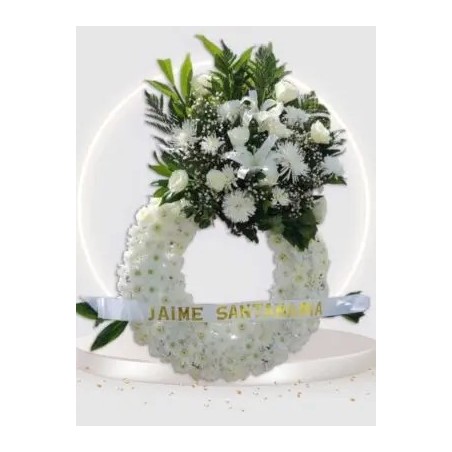 Corona Fúnebre Blanca con Rosas y Lirios | Entrega Segura