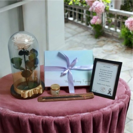 Rosa Preservada en Cúpula de Vidrio con Mensaje Personalizado | Envío a Domicilio